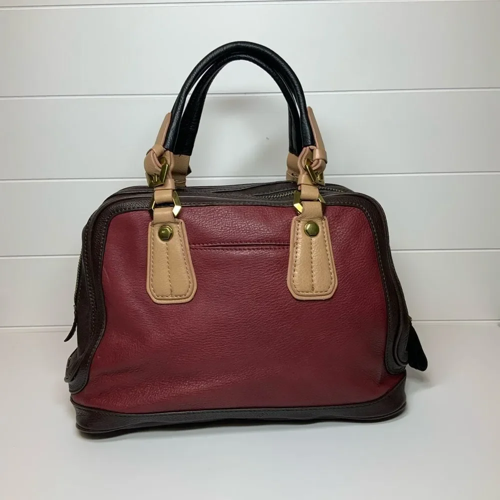 orYANY Burgundy & Brown Leather Satchel Handbag